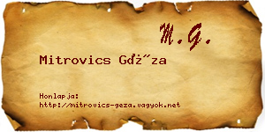 Mitrovics Géza névjegykártya